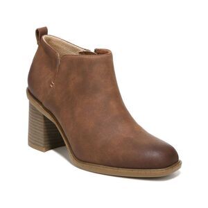 DR SCHOLLS Womens Brown Comfort Roxanne Round Toe Block Heel Zip-Up Booties 10 M